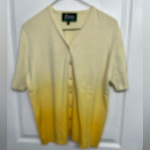 Funsport Women’s ‘Shades of Yellow’ 100% Cotton Short Sleeved Cardigan Size L - Picture 1 of 7